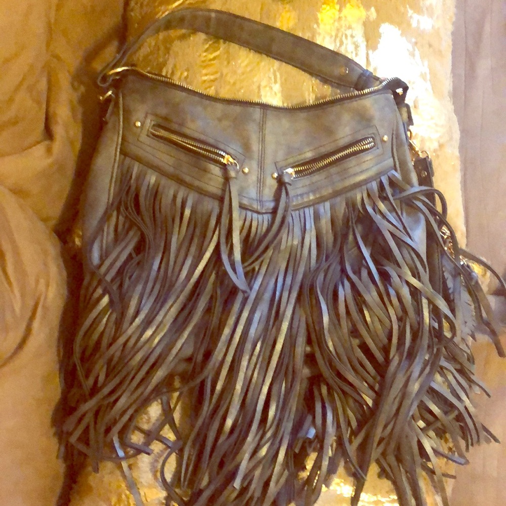 Faux leather fringe shoulder or cross body bag